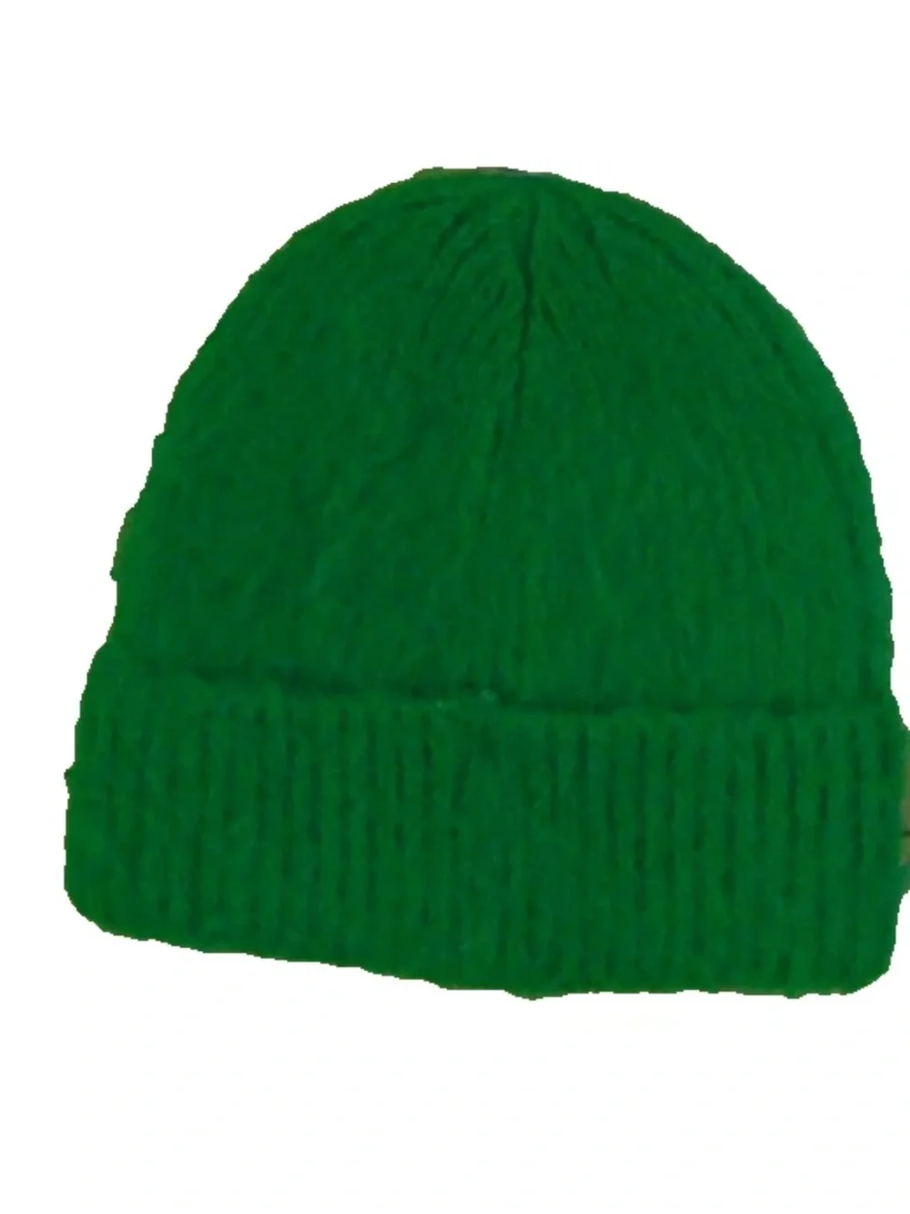 On 34th Solid Brushed Beanie Kelly Green Fuzzy Cuffed Hat One Size NWT